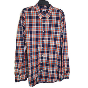 Lands End Mens Shirt XLT 17-17.5 Traditional Fit Button Up Long Sleeve Orange
